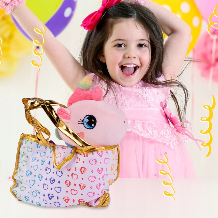 PLUSZOWY JEDNOROŻEC Z TOREBKĄ PLUSZOWA MASKOTKA PRZYTULANKA PLUSZAK UNICORN