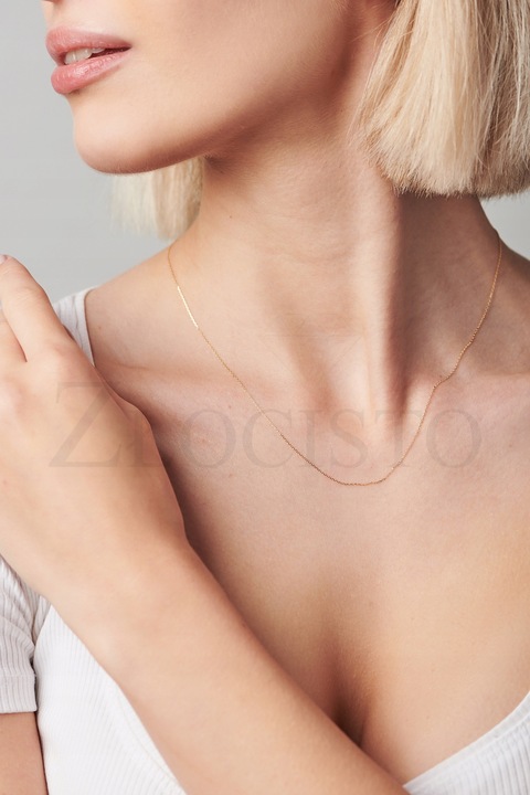 ZŁOTY KLASYCZNY ŁAŃCUSZEK SPLOT ANKIER 40 CM KRÓTKI 585 GRAWER PREZENT