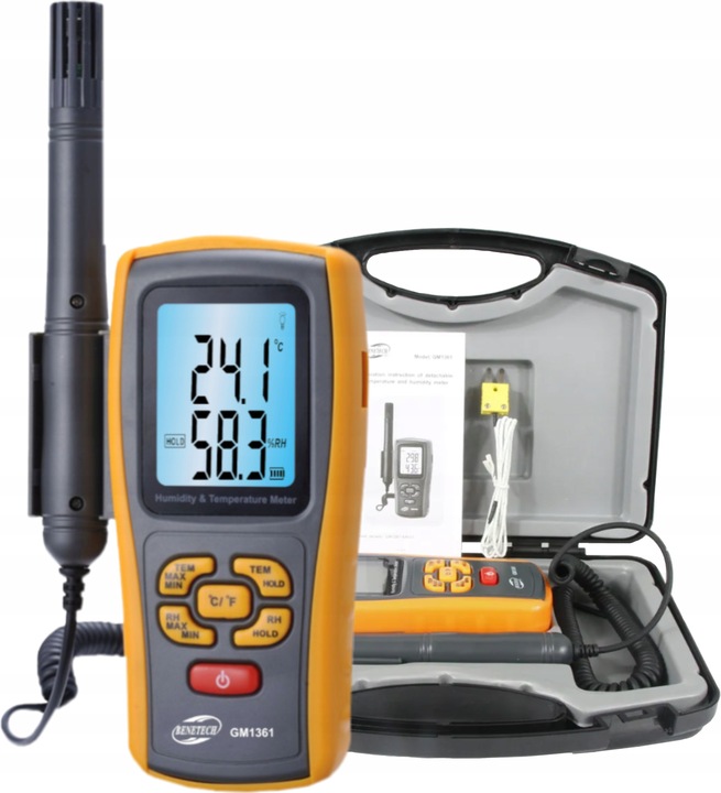HIGROMETR MIERNIK WILGOTNOŚĆ TEMPERATURA POWIETRZA TERMOHIGROMETR BENETECH