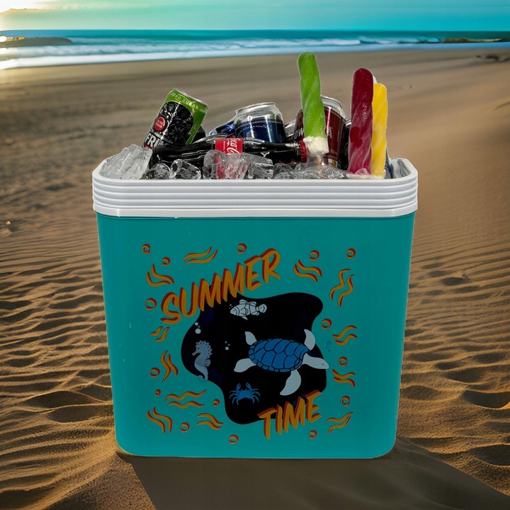 Przenośna LODÓWKA TURYSTYCZNA 24L na Wkłady Mrożące, SOLIDNY uchwyt