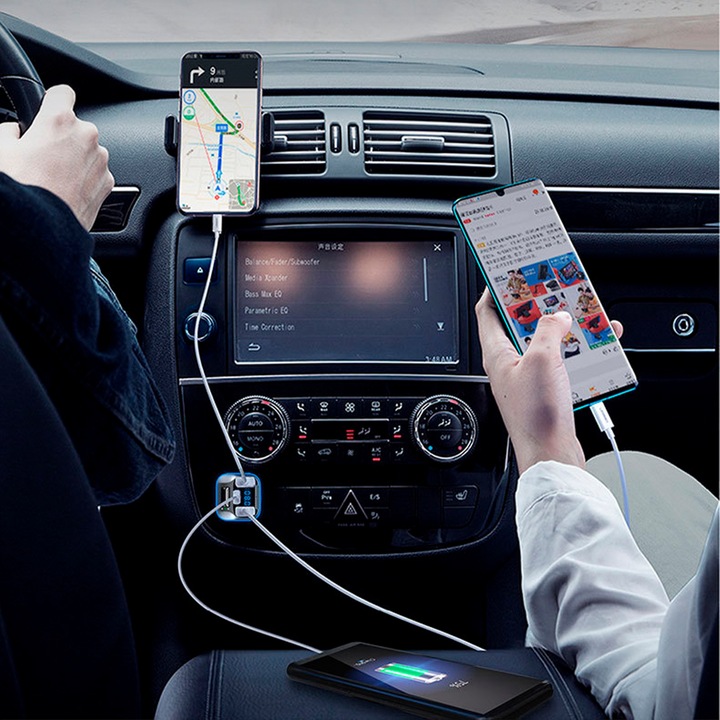 TRANSMITER ŁADOWARKA SAMOCHODOWA BLUETOOTH FM AUX JACK SAMOCHODOWY USB C