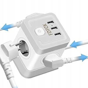 LISTWA ANTYPRZEPIĘCIOWA KOSTKA OCHRONNA 7w1 !! 4 GNIAZDKA + 3 USB JAKOŚĆ !!