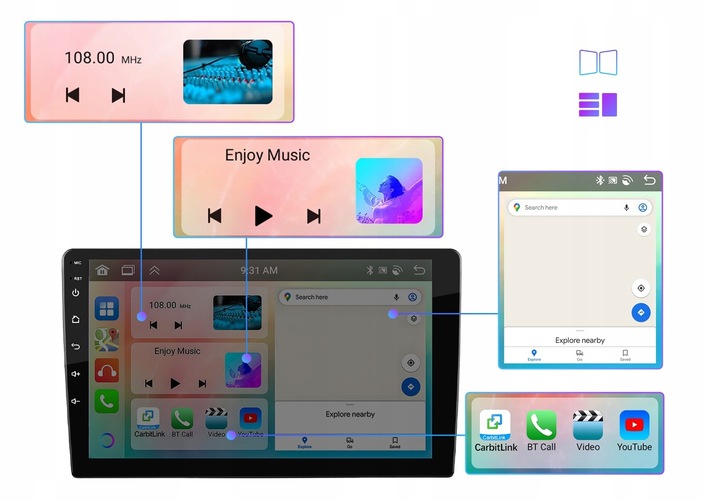RADIO SAMOCHODOWE 2 DIN ANDROID AUTO CARPLAY 6GB RAM WIFI GPS RDS DSP FM 9"