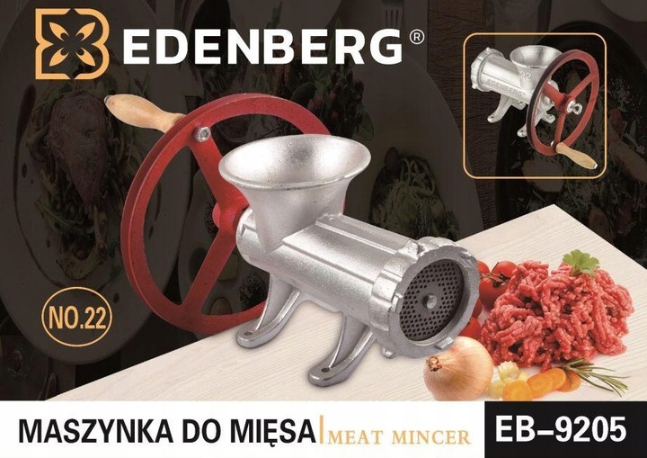 Maszynka 22 do Mielenia MIĘSA Nadziewarka KOŁA Lejki 4 sita EDENBERG