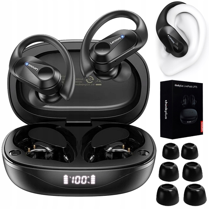 Słuchawki Bezprzewodowe LENOVO LP75 Bluetooth DOUSZNE Powerbank Wodoodporne