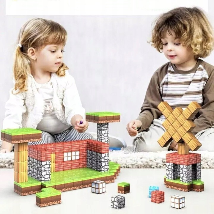 KLOCKI MAGNETYCZNE KLOCKI SZEŚCIANY 100EL ZESTAW KLOCKÓW EDUKACYJNYCH STEM