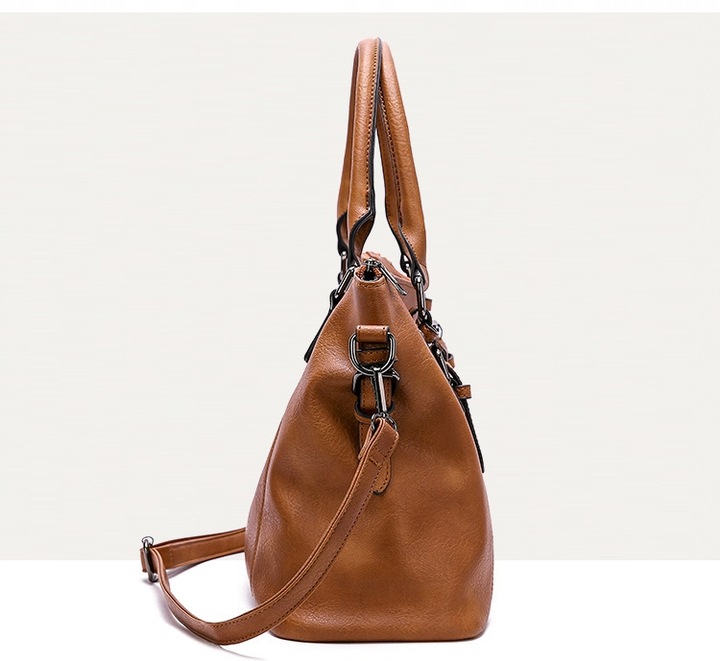 TOREBKA WOREK NA RAMIĘ brąz czarna SHOPPER DO RĘKI pasek jakość
