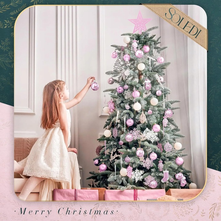 Zestaw bombek choinkowych SOLEDI Zestaw 128 wiszących ozdób choinkowych