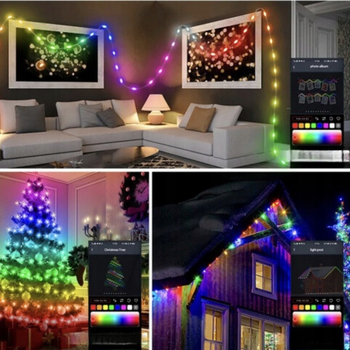 Lampki Świąteczne 200 LEDowe Inteligentne Bluetooth Świecą w RYTM Muzyki