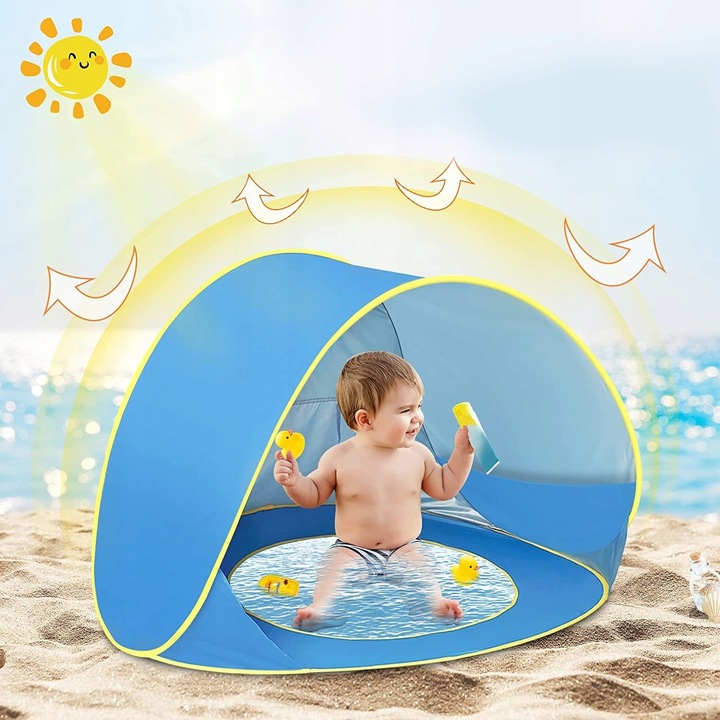 NAMIOT PLAŻOWY Z BASENEM PARAWAN SAMOROZKŁADAJĄCY DO OGRODU NA PLAŻĘ