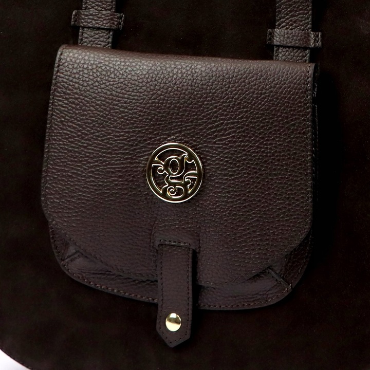 Torebka skórzana zamszowa A4 Gregorio shopper klasyczna 1729 ciemny brąz