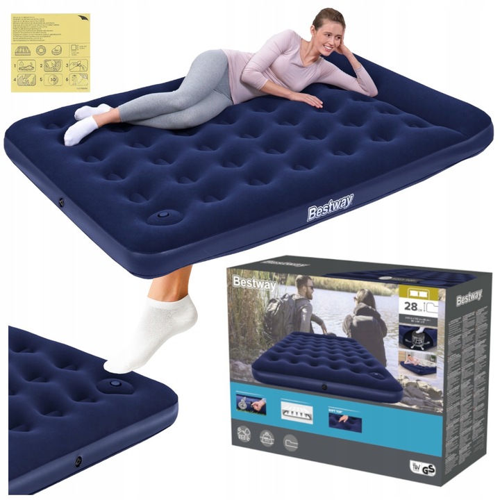 MATERAC DMUCHANY DWUOSOBOWY BESTWAY z pompką ŁÓŻKO TURYSTYCZNE 203 x 152CM