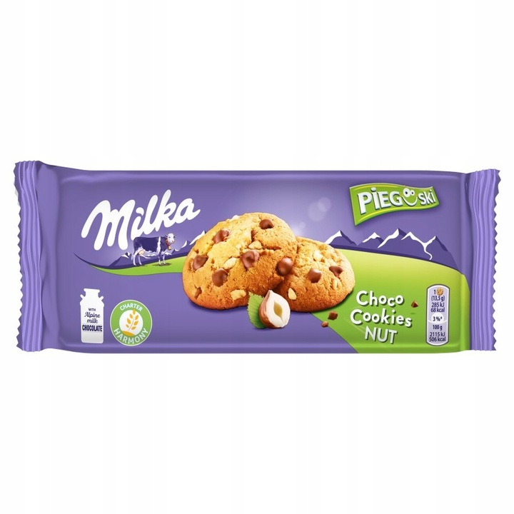 9x Milka Pieguski Choco Cookie Nut 135g