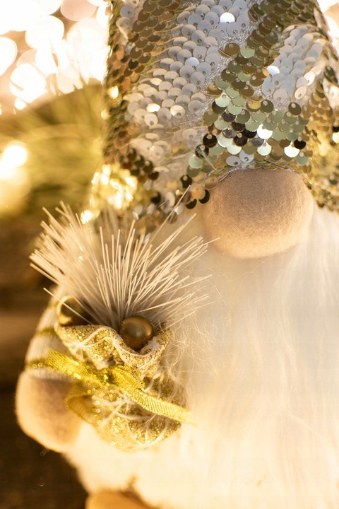 SKRZAT świąteczny KRASNAL gnom 47 cm Mikołaj DUŻY biały Świecący JUMIhome