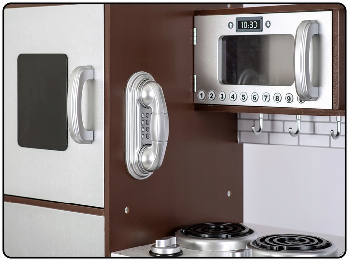 KUCHNIA DREWNIANA DLA DZIECI RETRO KUCHENKA DUŻA ŚWIATŁO LED + TABLICA