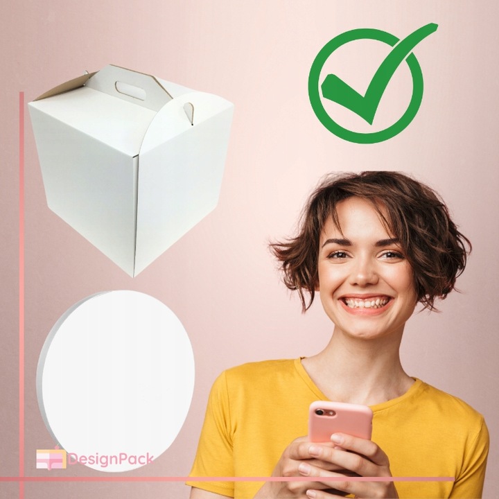 Pudełko na tort 30x30x28cm + Podkład 30 cm styrodurowy biały