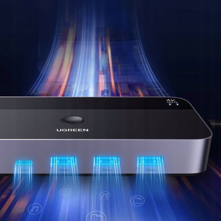 UGREEN PRZEŁĄCZNIK SWITCH KVM 2w1 HDMI USB-A USB-B USB-C MICRO 4K 2X KABEL