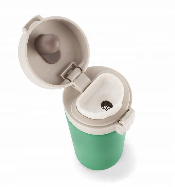 KUBEK TERMICZNY STAR 350 ML ZIELONY z blokadą i sitkiem do herbaty