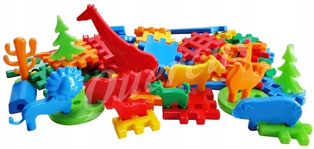 ZESTAW KLOCKI WAFLE MIX 80 EL + WAFLE 48 ADUSIE - 128 elementy