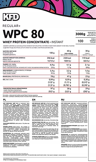 ODŻYWKA BIAŁKOWA KONCENTRAT BIAŁKA WPC KFD PROSZEK 750g SMAK WANILIOWY