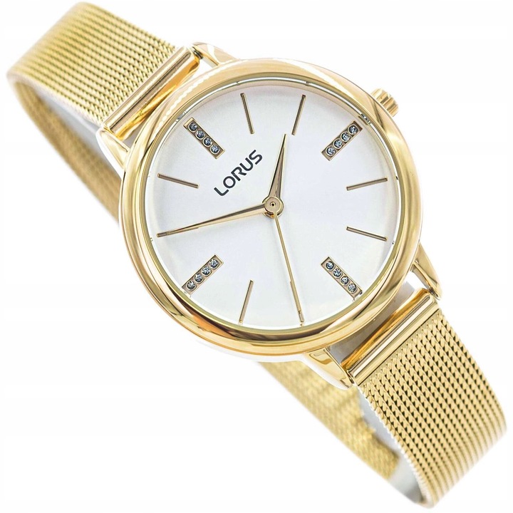 DAMSKI ZEGAREK LORUS RG214QX5 NA BRANSOLECIE MESH Z CYRKONIAMI ZŁOTY