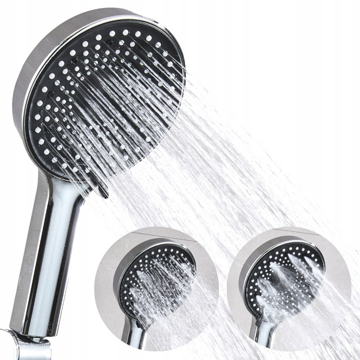Słuchawka prysznicowa natryskowa 3 funkcje ekologiczna ANTI-CALC chrom duża