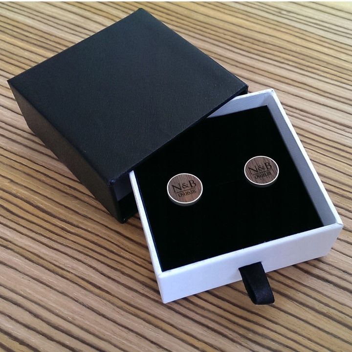 Spinki do mankietów Grawer Inicjały Data | Srebro