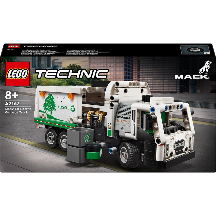 LEGO Technic 42167 Mack LR Elektryczna śmieciarka Samochód z Ładowarką Auto