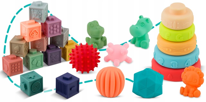 ZABAWKA DO KĄPIELI 24 ELEMENTY MONTESSORI KLOCKI SORTER DLA DZIECI RICOKIDS