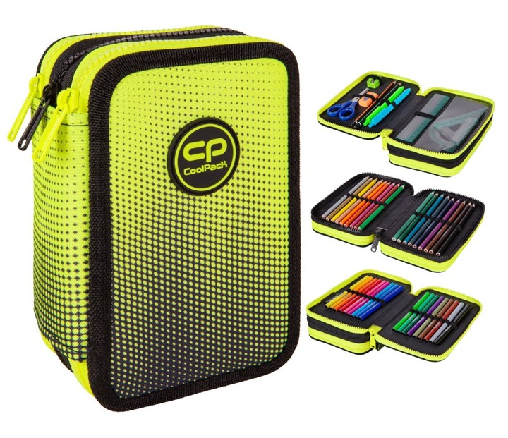 CoolPack Piórnik szkolny trzykomorowy z wyposażeniem Gradient Lemon