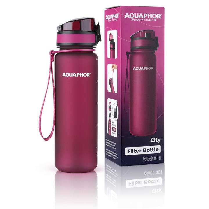 Butelka Filtrująca Aquaphor City 500 ml Bidon z filtrem na trening Filtr x3