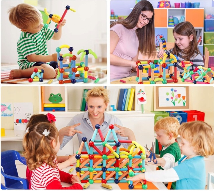 KLOCKI MAGNETYCZNE DLA DZIECKA 3D EDUKACYJNE KONSTRUKCYJNE BEZPIECZNE 84el