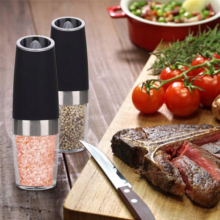 ELEKTRYCZNY MŁYNEK DO PIEPRZU ZESTAW 2 SZT MŁYNKÓW DO SOLI I PIEPRZU, Z LED