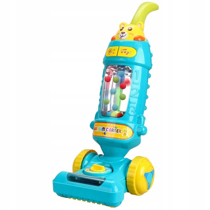 DUŻY ODKURZACZ RĘCZNY PIONOWY dla dzieci INTERAKTYWNY EDUKACYJNY LED MUZYKA