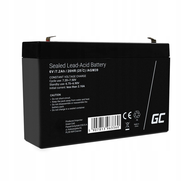 Akumulator AGM 6V 7.2Ah do Autka Pojazdów Samochodzików Zabawek Echosond