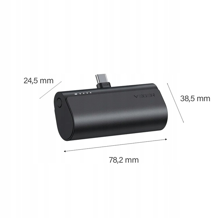 POWERBANK VEGER PlugOn 5000mAh PD 20W USB C mini mały lekki kieszonkowy