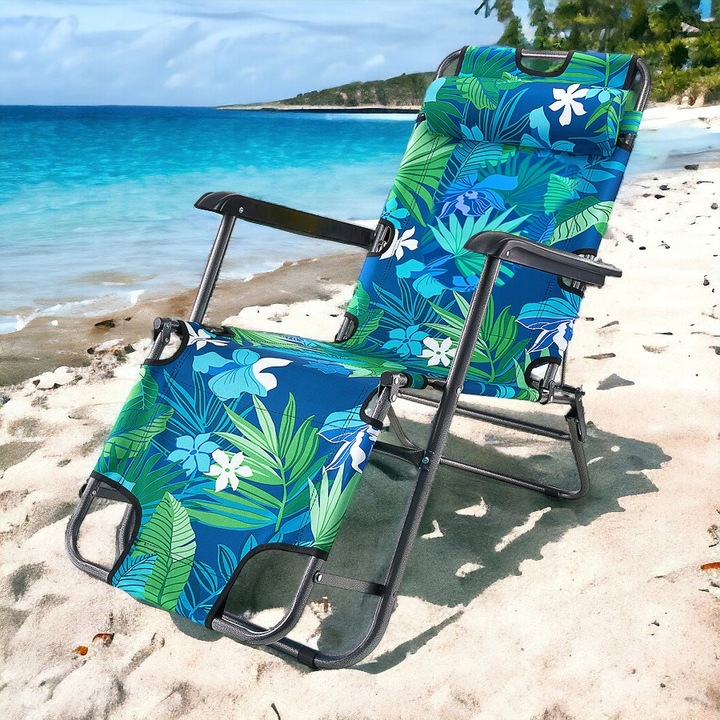 3 WZORY LEŻAK PLAŻOWY FOTEL OGRODOWY SKŁADANY NA PLAŻĘ 2W1