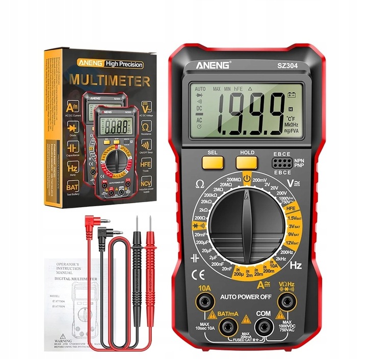 Miernik Multimetr Cyfrowy ANENG SZ304 funkcja HOLD