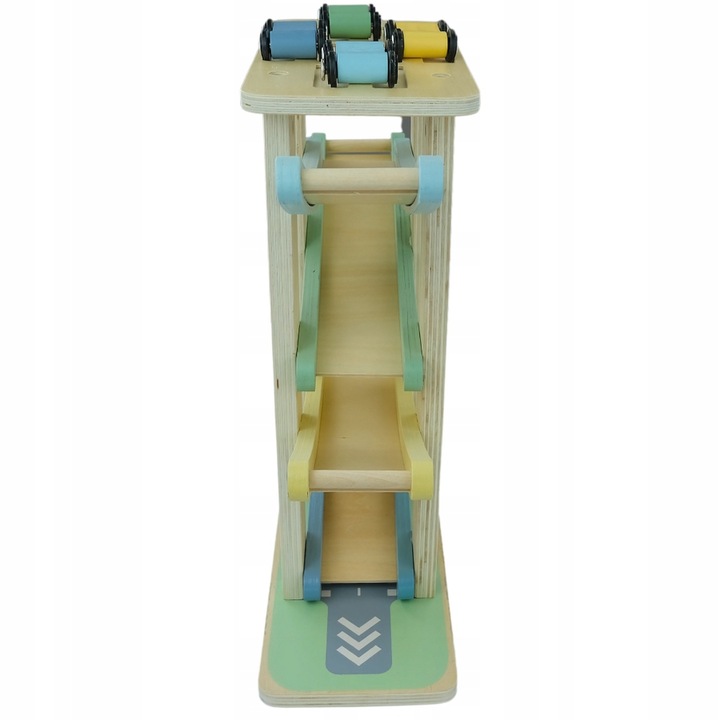 MERKAN Zestaw Drewniana Zjeżdżalnia Tor Dla Samochodzików 4 Piętra