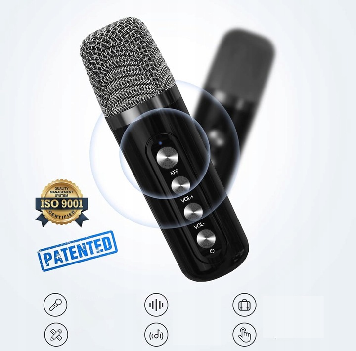 MASZYNA GŁOŚNIK KARAOKE Z 2 MIKROFONY BEZPRZEWODOWE BLUETOOTH KOLOROWA LED