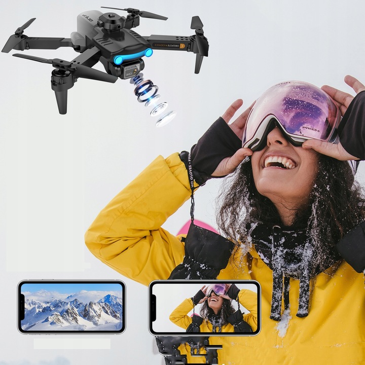 DRON Z KAMERĄ 4K DLA DOROSŁYCH 360° OMIJANIE PRZESZKÓD WIFI SKŁADANY DRON