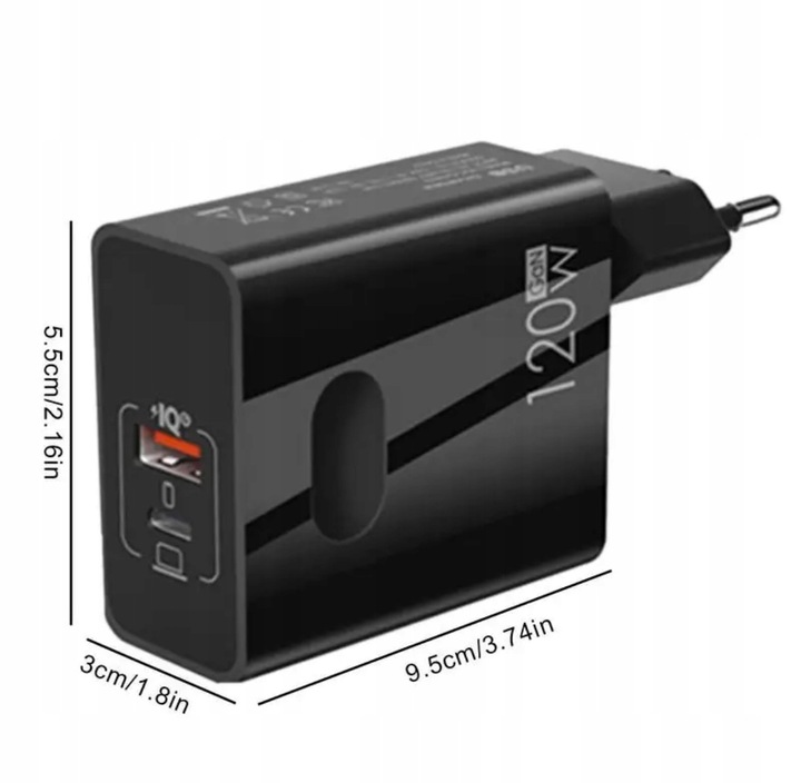 Szybka Ładowarka sieciowa 120w GAN 2x Usb Usb C PD QC do Telefonu Tableta