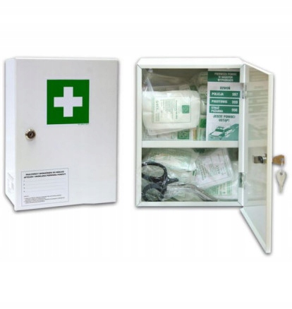 Stalowa apteczka ścienna 30 PK-MOT DIN 13157 PLUS