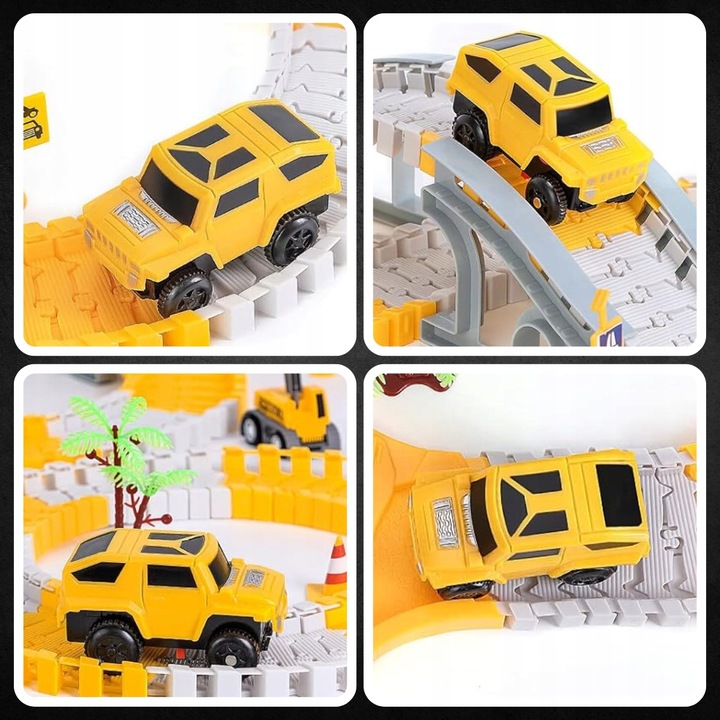 TOR SAMOCHODOWY WYŚCIGOWY DLA DZIECI POJAZDY BUDOWLANE NA PREZENT 255 EL.