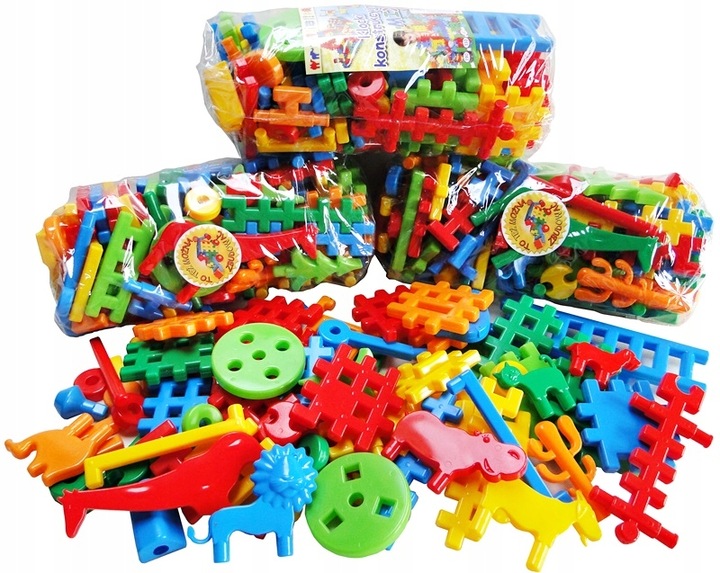 ZESTAW KLOCKI WAFLE MIX 80 EL + WAFLE 48 ADUSIE - 128 elementy