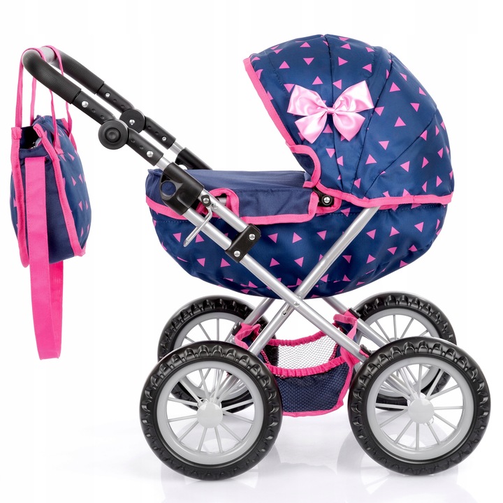 KINDERPLAY WÓZEK DLA LALEK GŁĘBOKI GONDOLA SKŁADANY TORBA REGULOWANA RĄCZKA