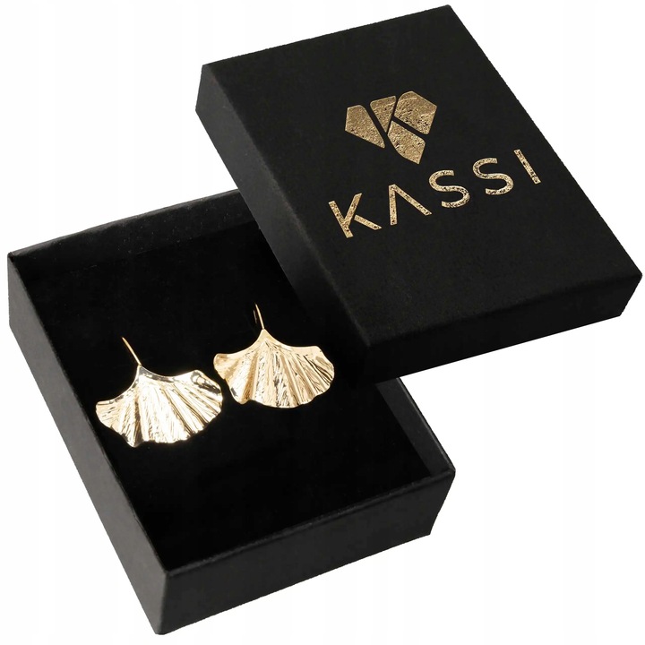 Pozłacane Kolczyki Damskie Liść Ginkgo ze Stali Chirurgicznej