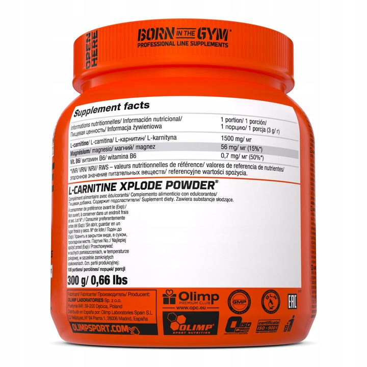 OLIMP L-CARNITINE XPLODE 300g L-KARNITYNA SPALACZ MAGNEZ WITAMINY - wiśnia