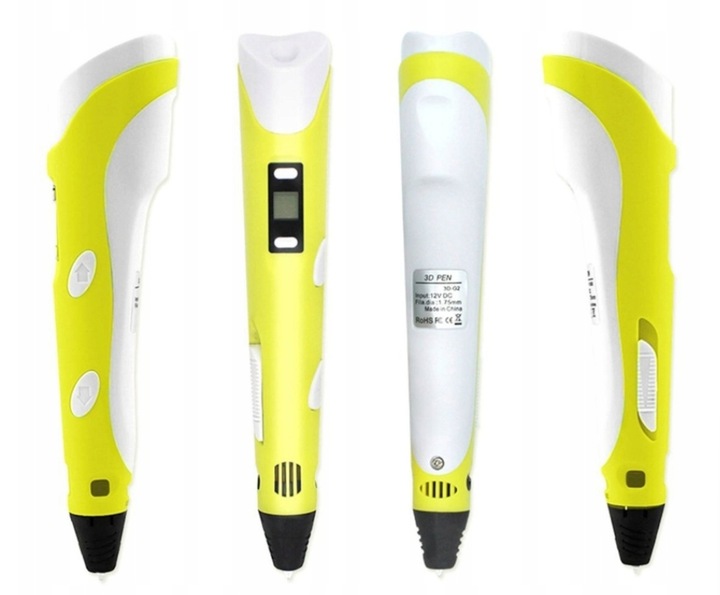 NAJNOWSZY DŁUGOPIS 3D DLA DZIECI DRUKARKA 3D PEN MAGICZNY ŻÓŁTY + WKŁAD 10M