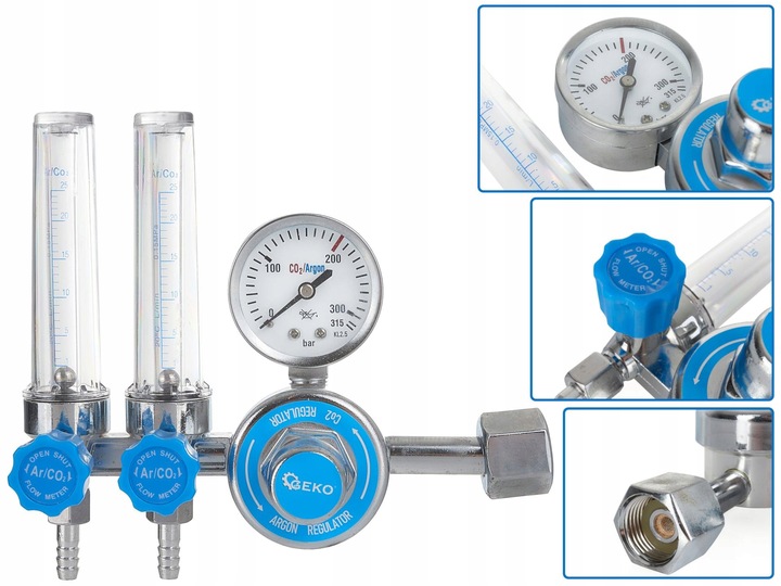 Reduktor CO2/ARGON z dwoma rotametrami